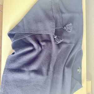 Ann Taylor with cashmere navy blue poncho with Tassels